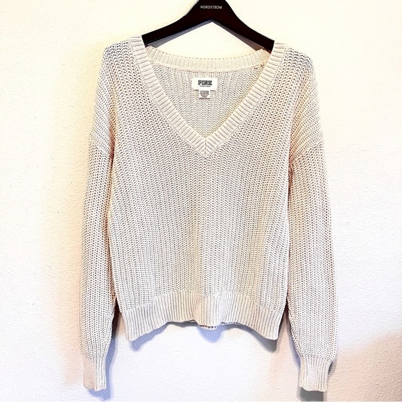 Victoria’s Secret PINK boyfriend oversized V-neck pullover sweater, size S - Picture 2 of 12